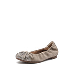 Load image into Gallery viewer, Kid Suede Crystal Cap Ballerina Flats
