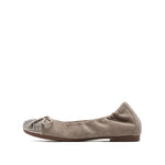 Load image into Gallery viewer, Kid Suede Crystal Cap Ballerina Flats
