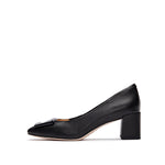 Load image into Gallery viewer, Black Square Buckle Leather Pumps
