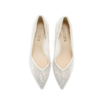 Load image into Gallery viewer, Beige Crystal Lace Pointy Pumps
