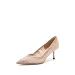 Load image into Gallery viewer, Taupe Crystal Lace Pointy Pumps
