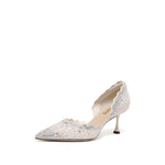 Load image into Gallery viewer, Beige Crystal Lace D&#39;Orsay Pumps
