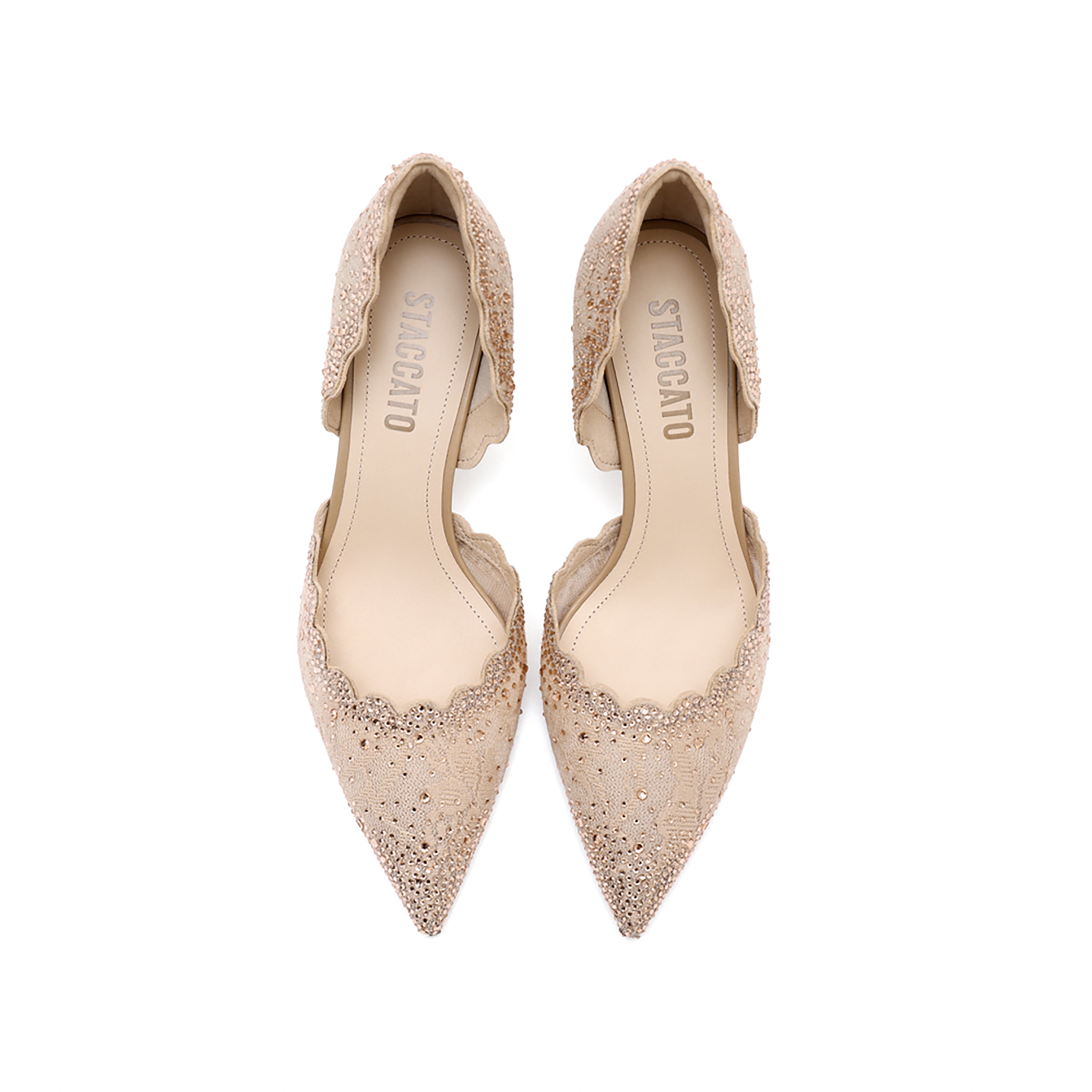 Taupe Crystal Lace D'Orsay Pumps