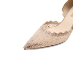 Load image into Gallery viewer, Taupe Crystal Lace D&#39;Orsay Pumps
