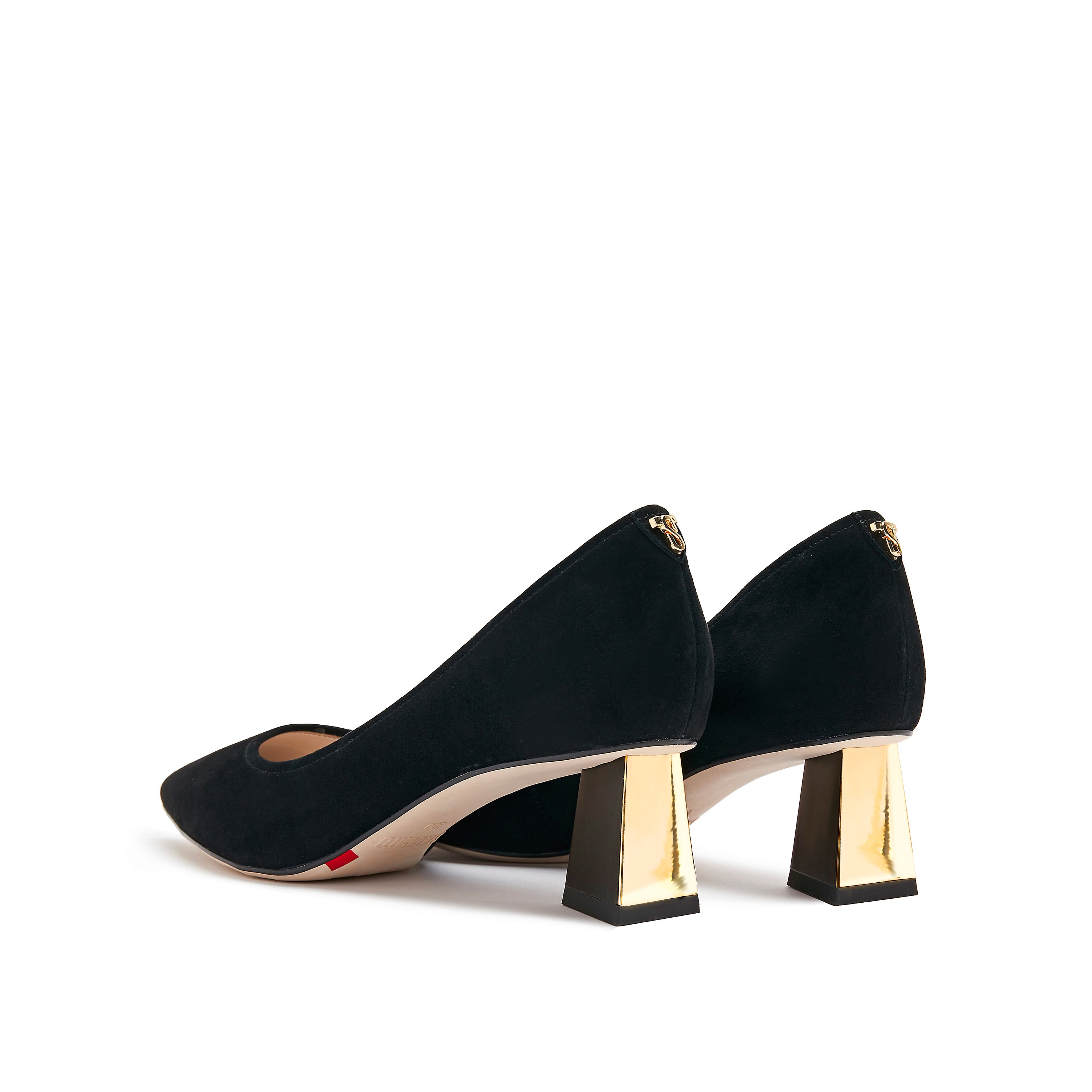 Black Suede Mirror Heel Pumps