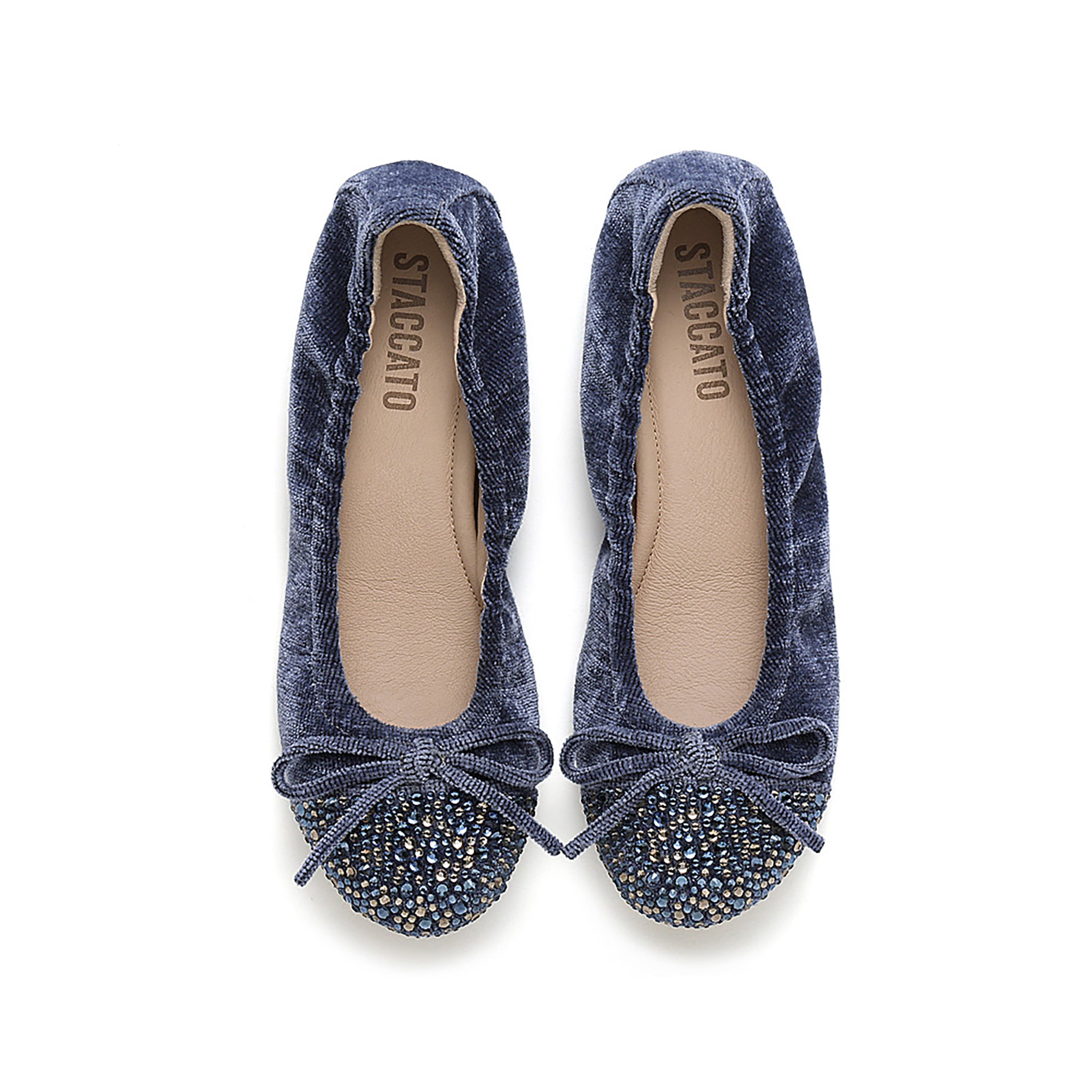 Corduroy Crystal Cap Ballerina Flats