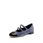 Load image into Gallery viewer, Corduroy Toe Cap Mary Jane Flats
