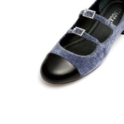 Corduroy Toe Cap Mary Jane Flats
