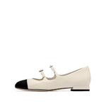 Load image into Gallery viewer, White Waxy Toe Cap Mary Jane Flats

