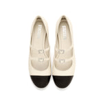 Load image into Gallery viewer, White Waxy Toe Cap Mary Jane Flats
