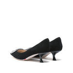 Load image into Gallery viewer, Black Crystal Buckle Suede Pointy Pumps

