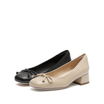 Load image into Gallery viewer, Taupe Leather Bow Leather Pumps
