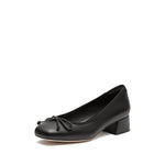 Load image into Gallery viewer, Black Leather Bow Leather Pumps
