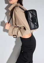 Load image into Gallery viewer, Black ST Quilting Leather Crossbody Bag
