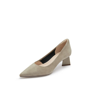 Grey Suede Mirror Heel Pumps