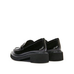 Load image into Gallery viewer, Black ST Buckle Leather Loafers
