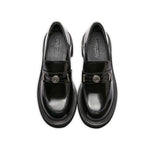 Load image into Gallery viewer, Black ST Buckle Leather Loafers

