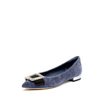 Load image into Gallery viewer, Corduroy Crystal Buckle Pointy Flats
