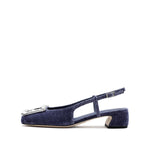 Load image into Gallery viewer, Corduroy Crystal Buckle Slingback Flats
