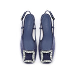 Load image into Gallery viewer, Corduroy Crystal Buckle Slingback Flats
