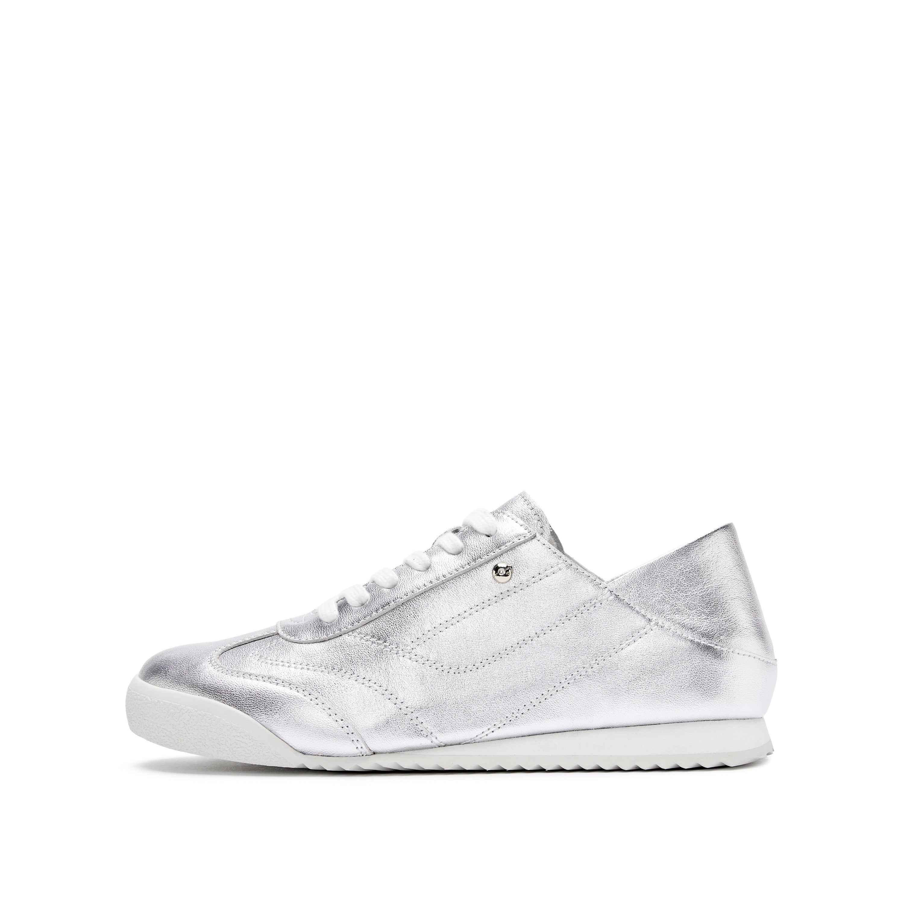 Silvery Leather Lace Up Runner