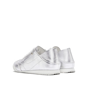 Silvery Leather Lace Up Runner