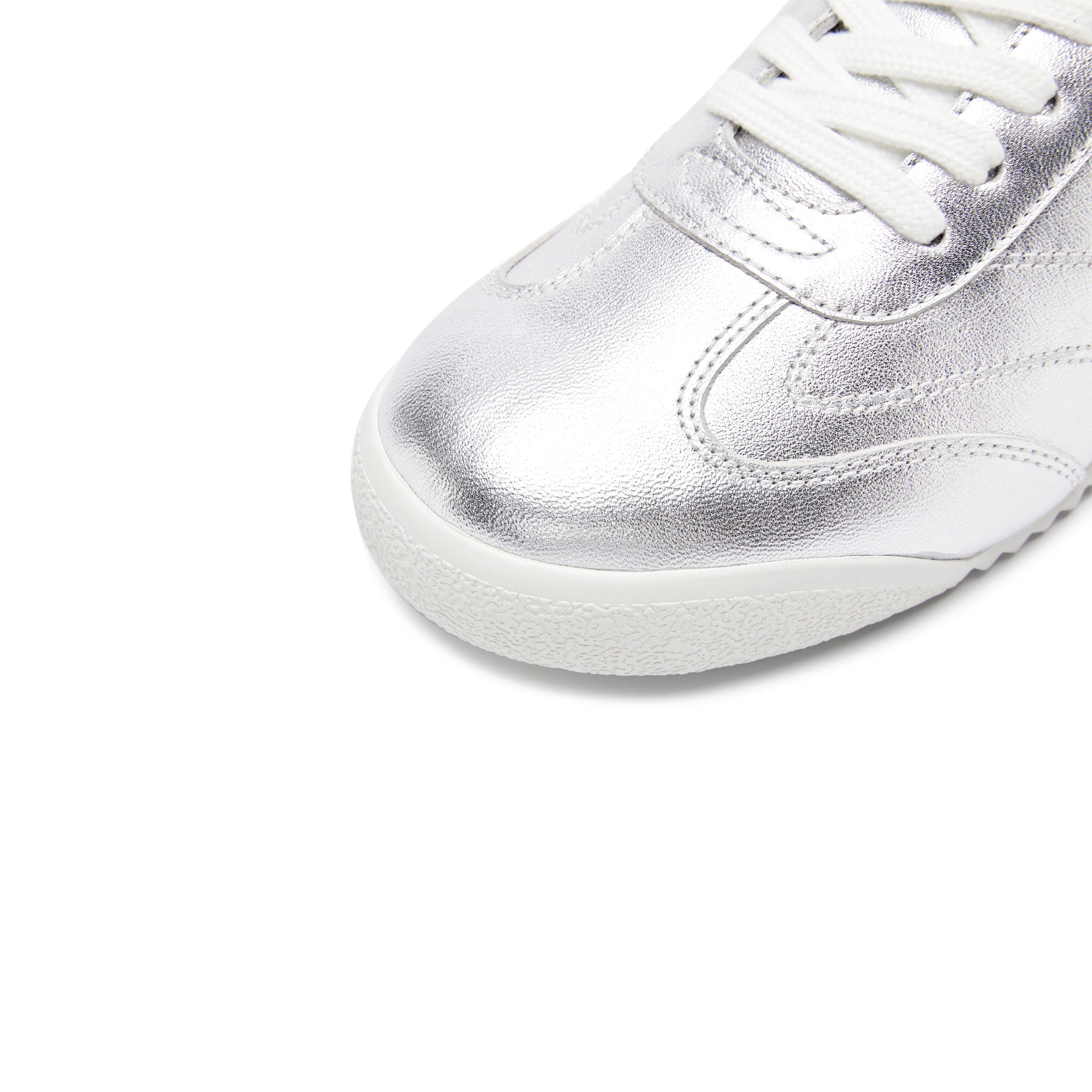 Silvery Leather Lace Up Runner