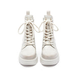 Load image into Gallery viewer, White Brushed Calf Platform Lace Up Boots
