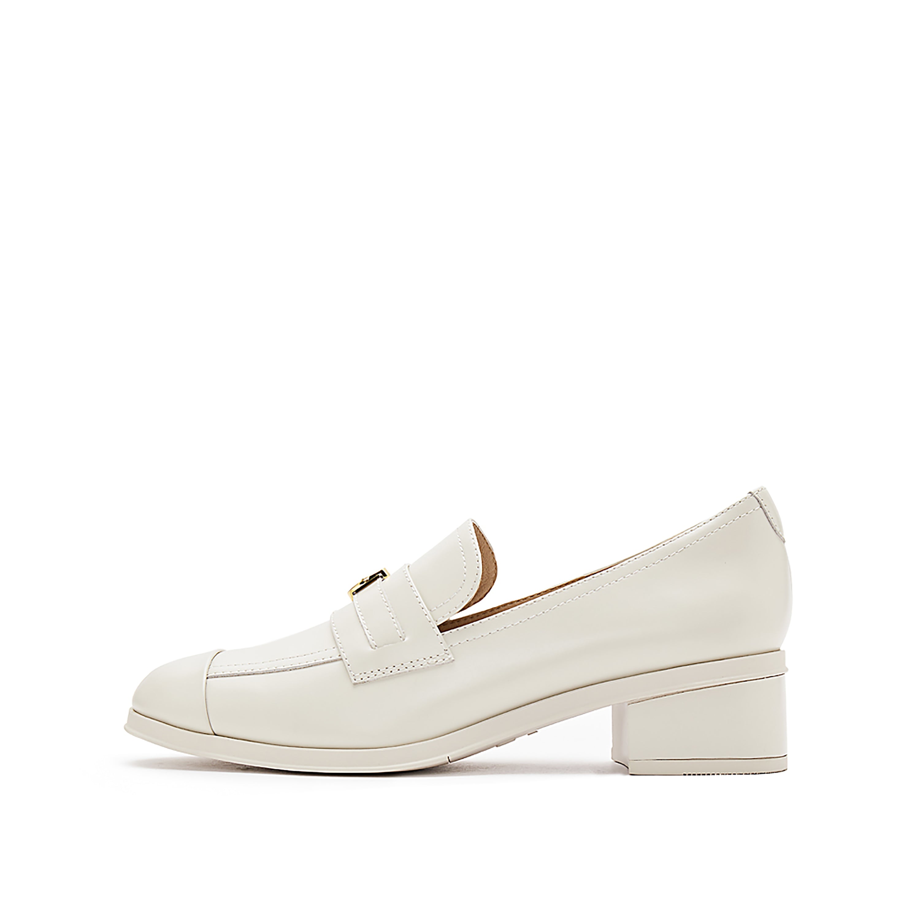 Beige Golden Pin Minimal Loafers