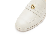 Beige Golden Pin Minimal Loafers