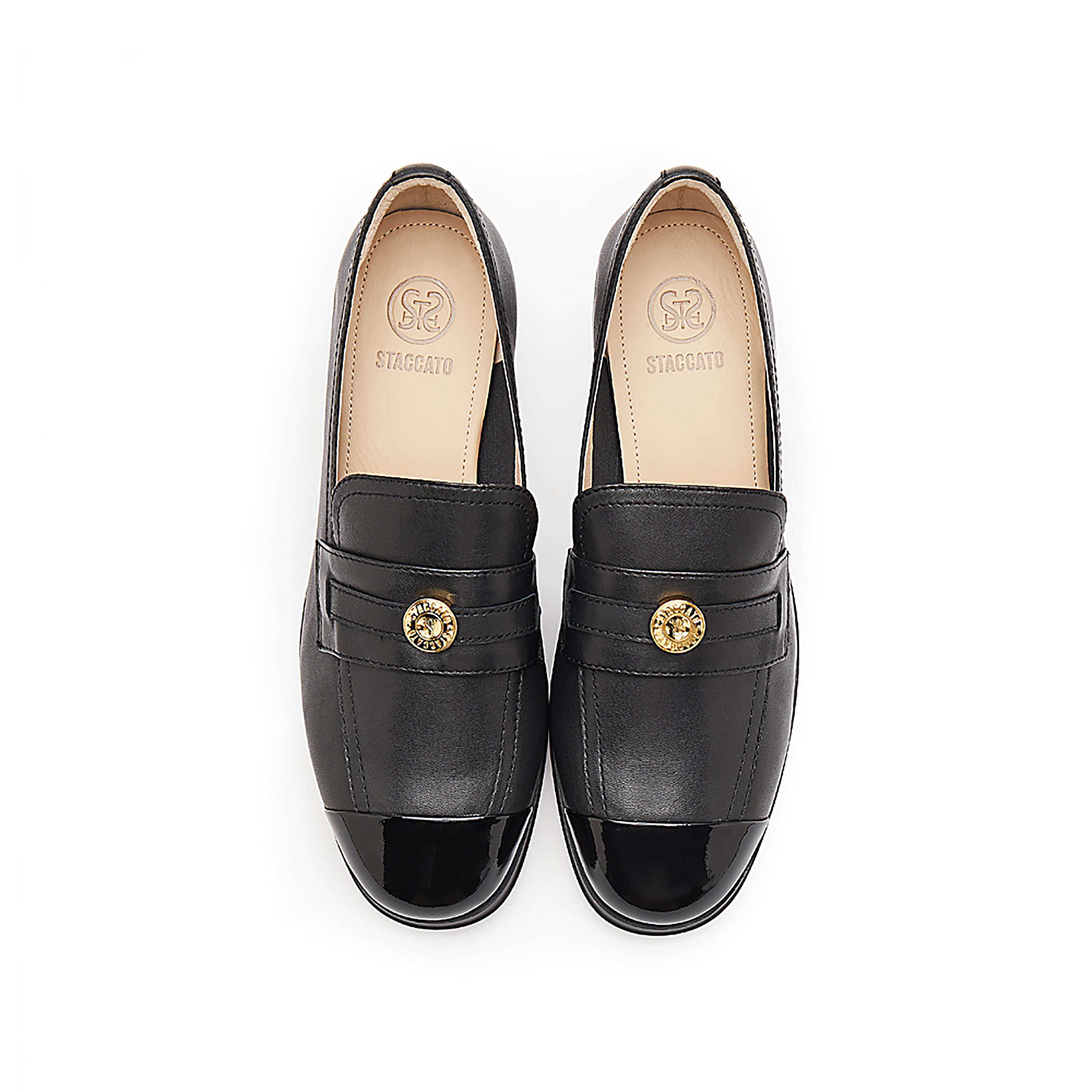 Black Golden Pin Minimal Loafers