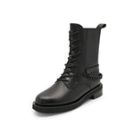 Load image into Gallery viewer, Black Chain Lace Up Combat Boots
