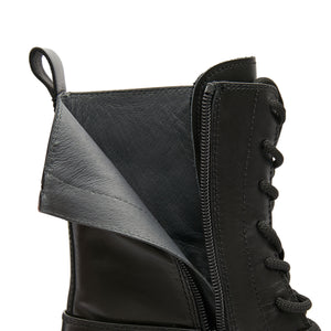 Black Chain Lace Up Combat Boots