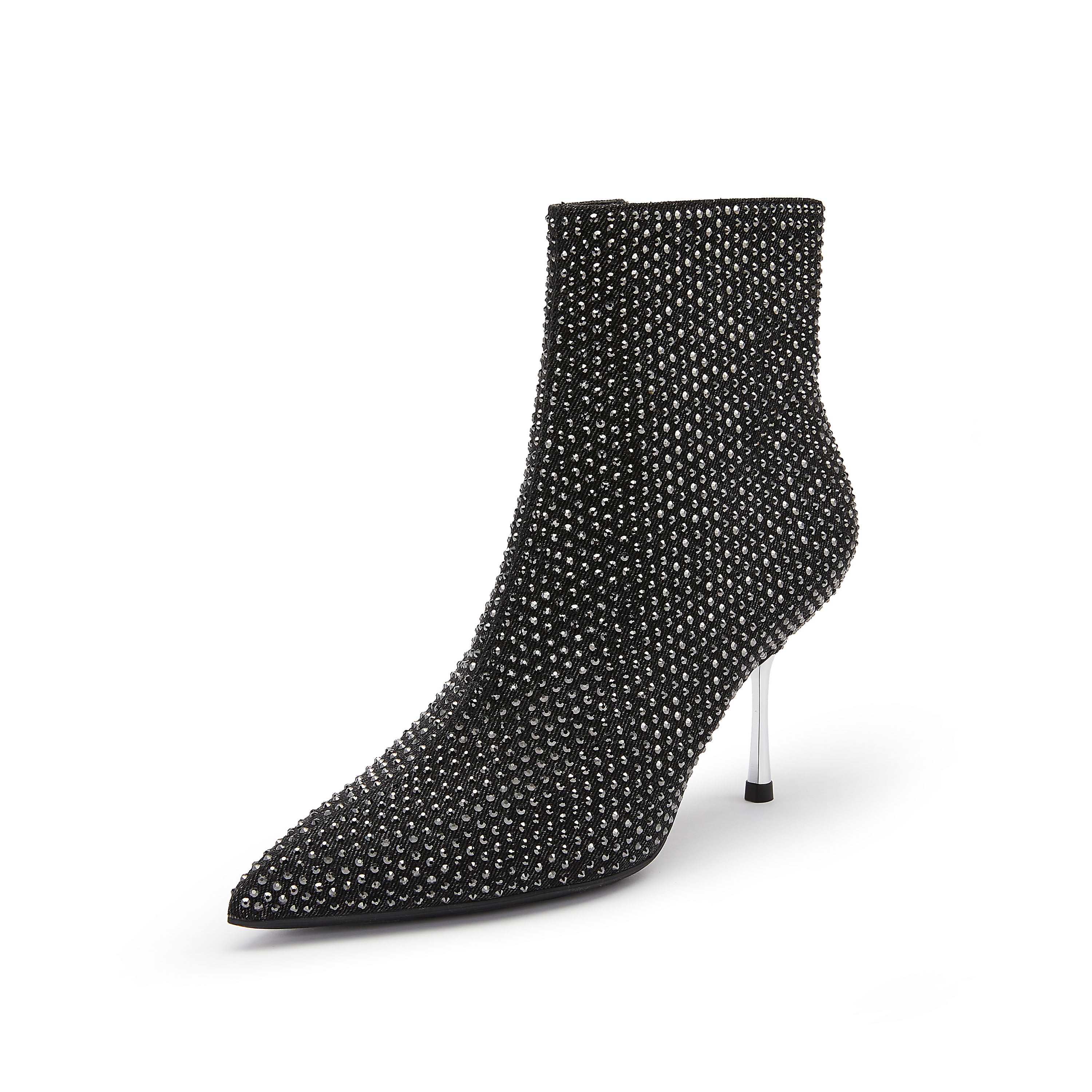 Denim Crystal-embellished Heeled Ankle Boots