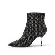 Denim Crystal-embellished Heeled Ankle Boots