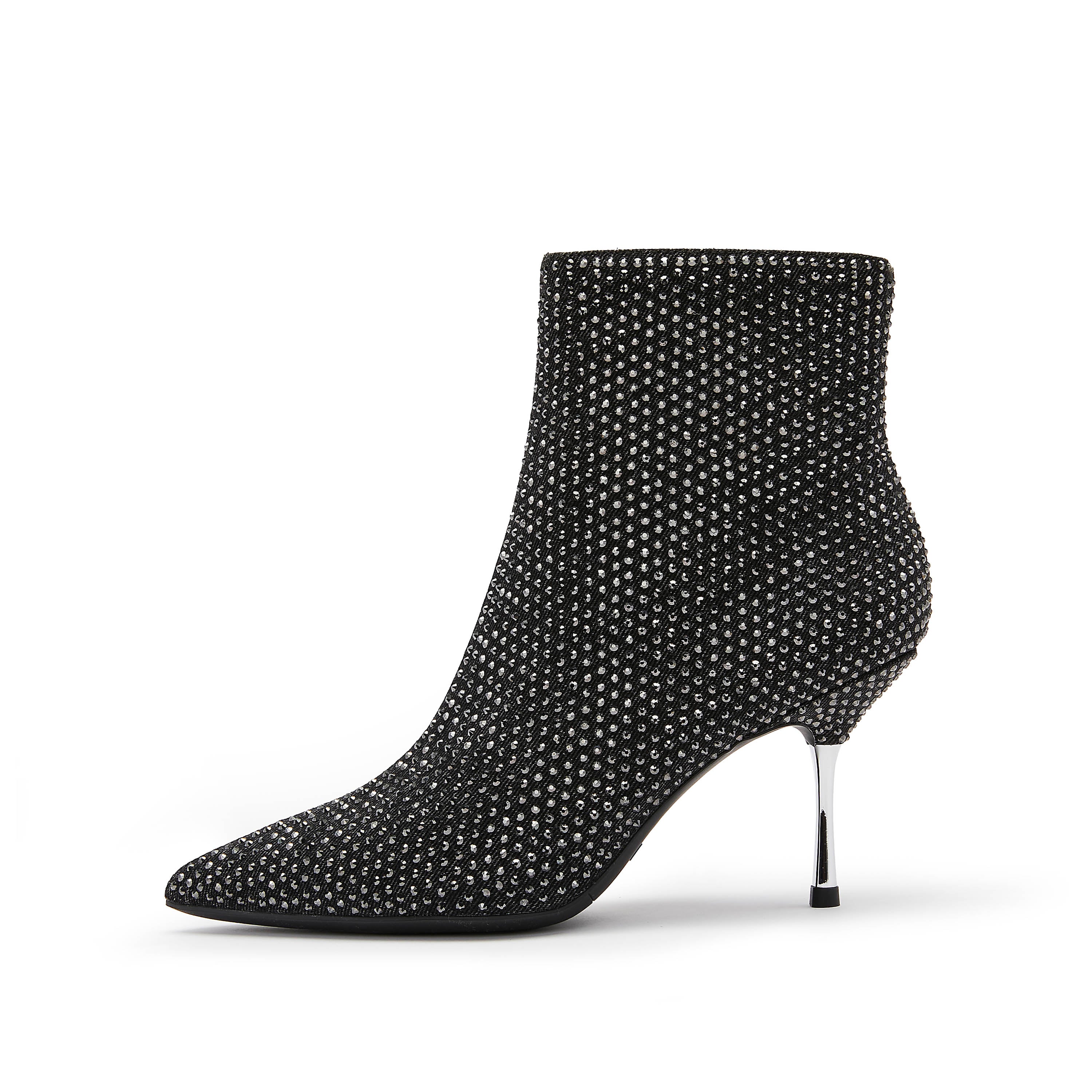 Denim Crystal-embellished Heeled Ankle Boots