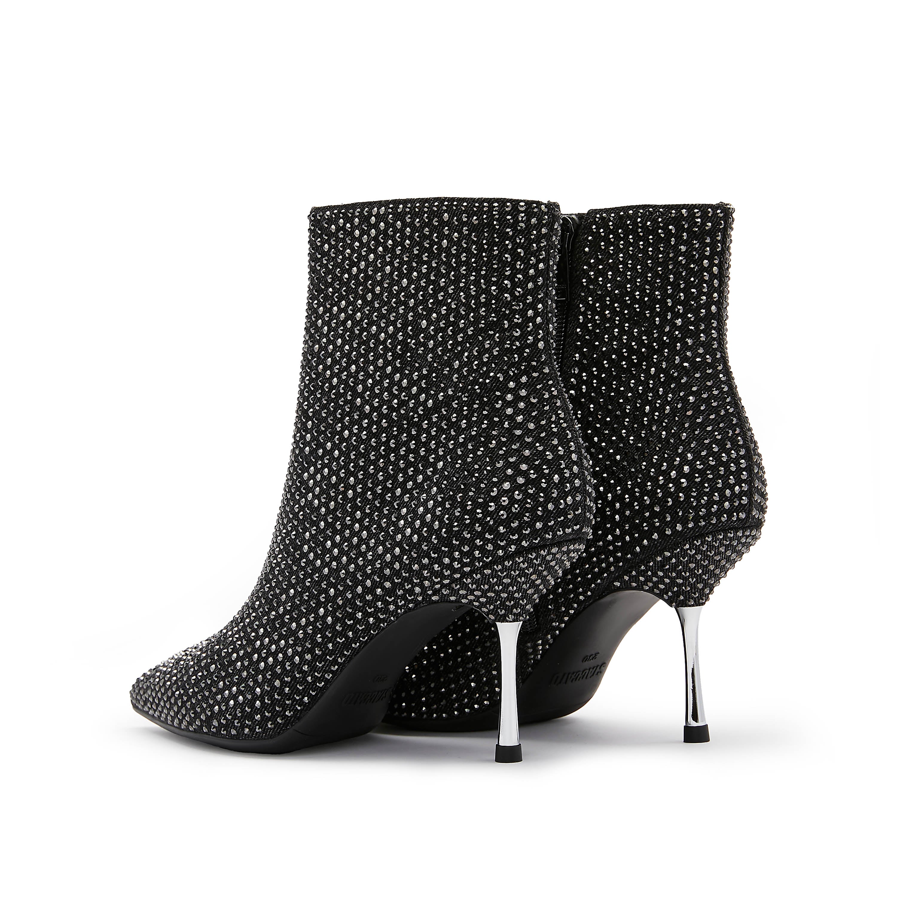 Denim Crystal-embellished Heeled Ankle Boots