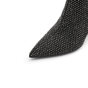 Denim Crystal-embellished Heeled Ankle Boots