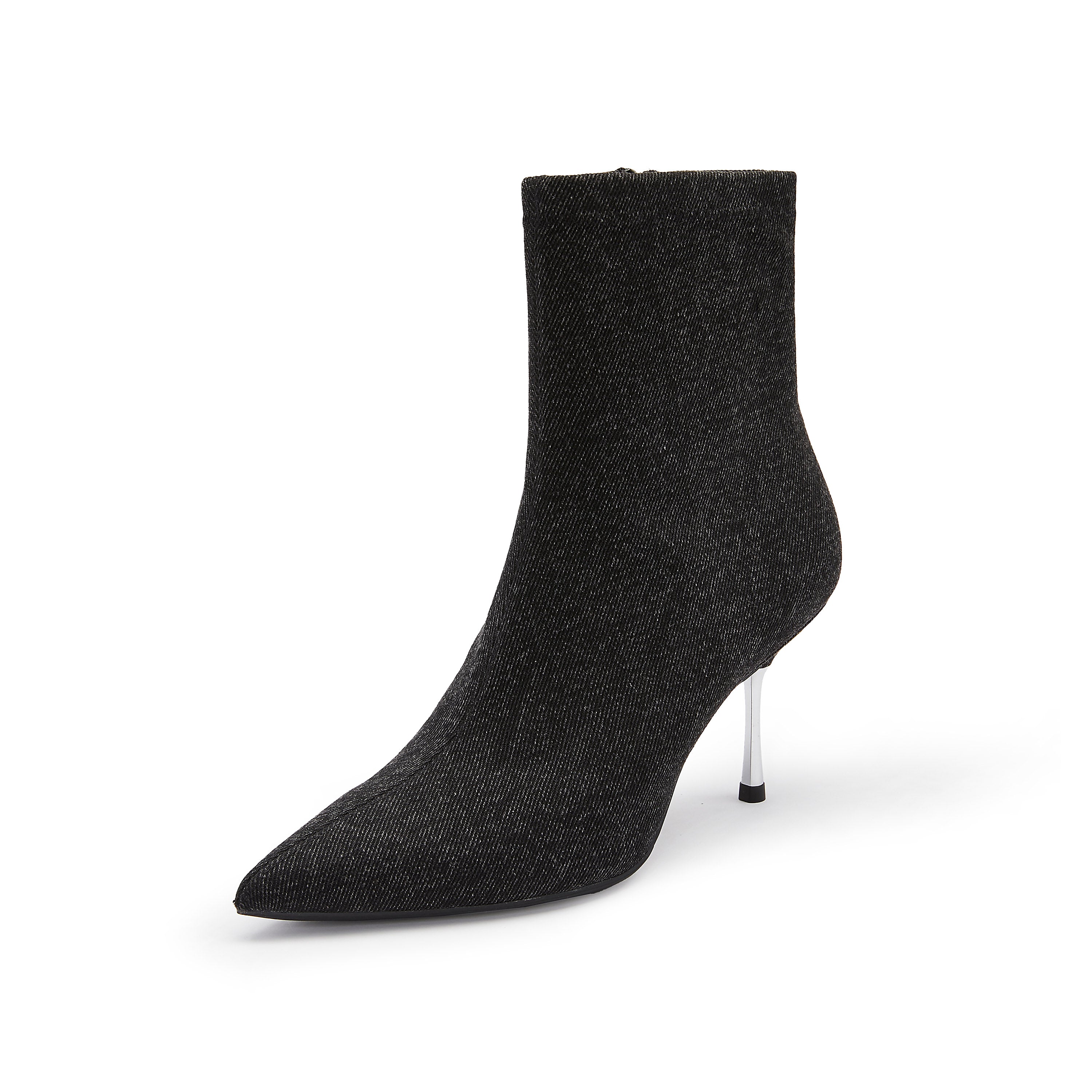 Washed Denim Heeled Ankle Boots