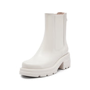 Beige Waxy Platform Charles Boots