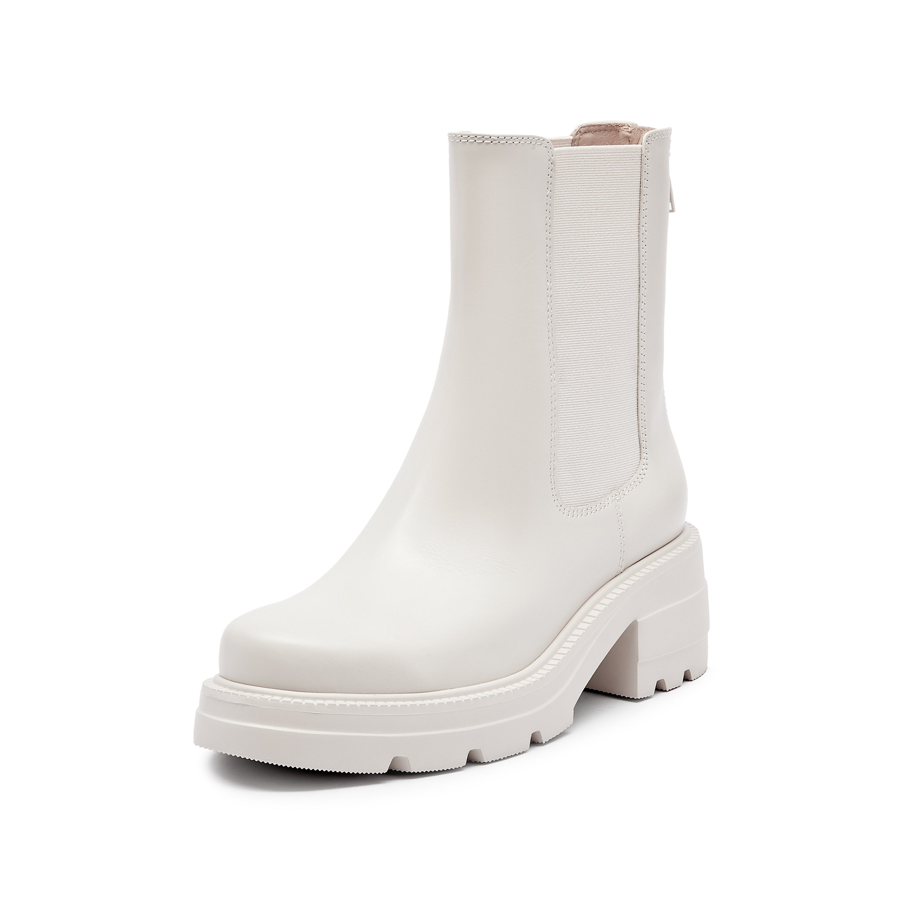 Beige Waxy Platform Charles Boots