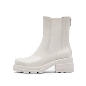 Beige Waxy Platform Charles Boots