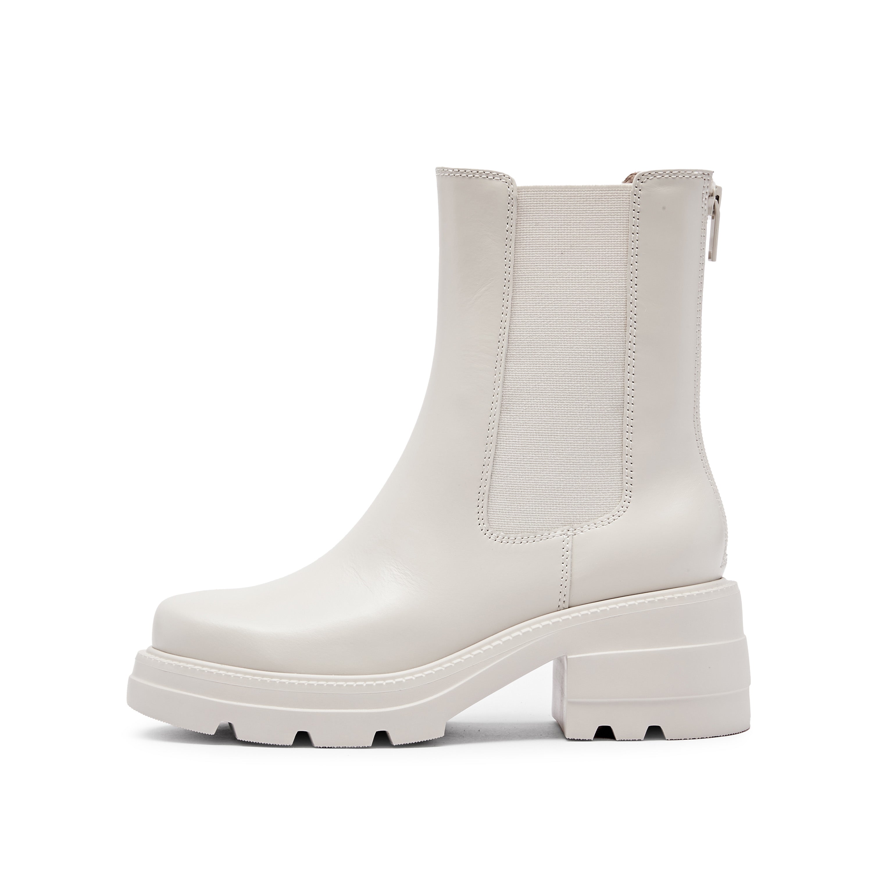 Beige Waxy Platform Charles Boots
