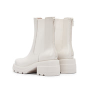 Beige Waxy Platform Charles Boots