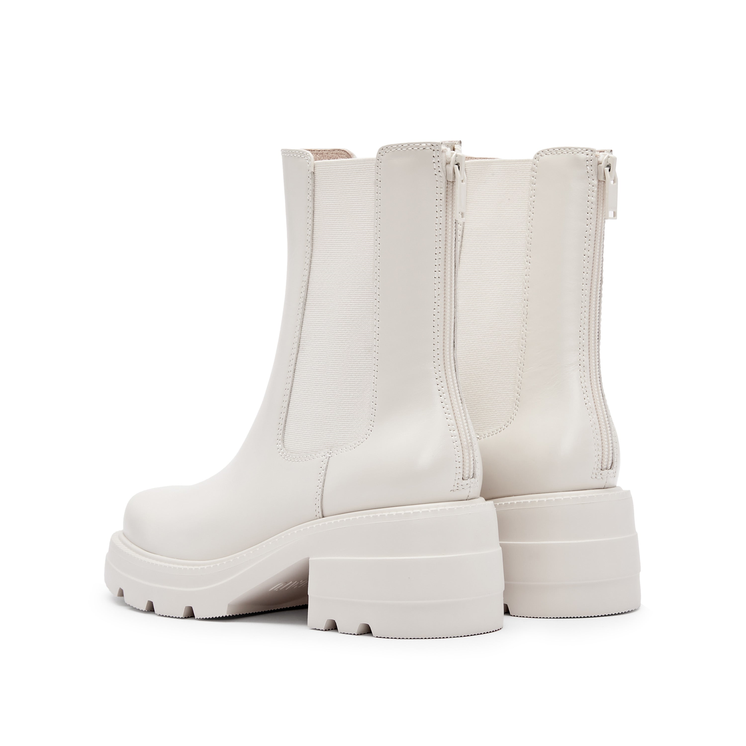 Beige Waxy Platform Charles Boots