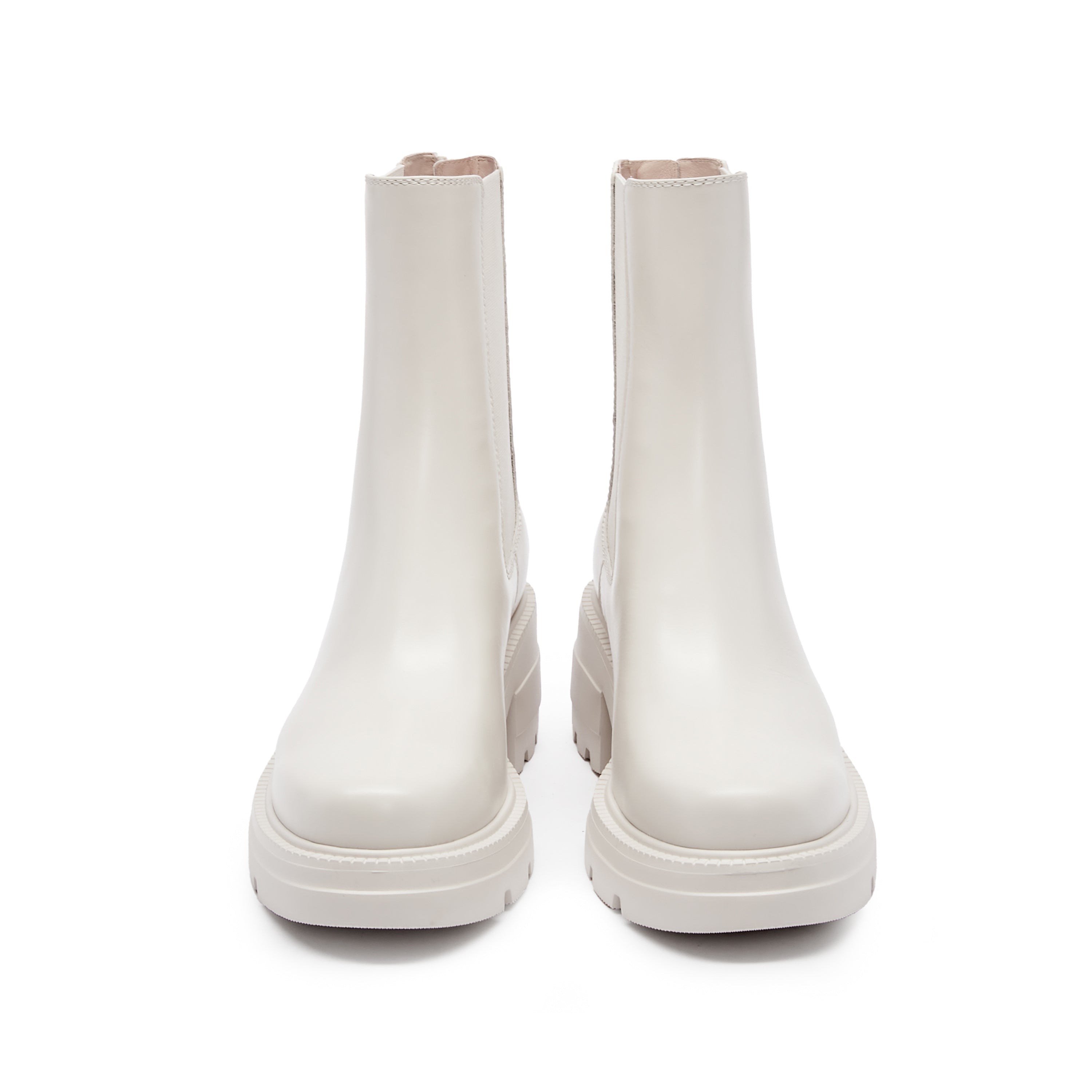Beige Waxy Platform Charles Boots