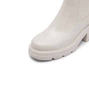 Beige Waxy Platform Charles Boots