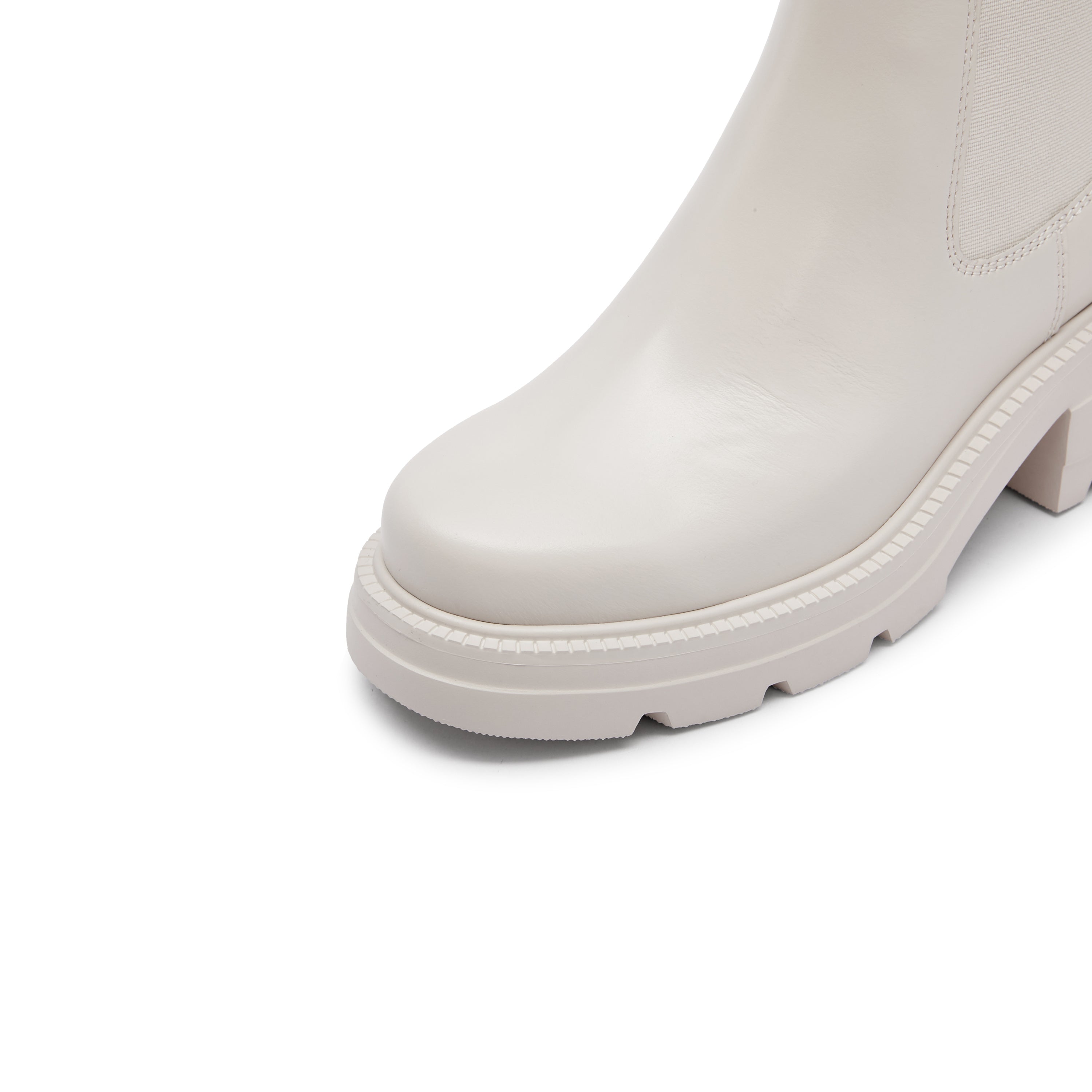 Beige Waxy Platform Charles Boots