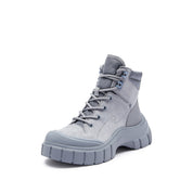 Blue Suede ST Key Platform Lace Up Boots