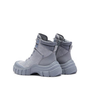 Blue Suede ST Key Platform Lace Up Boots
